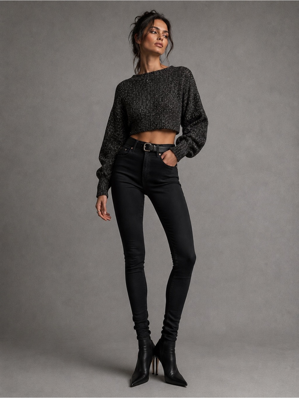 H&M Black Metallic Crewneck Sweater